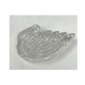 JEANETTE CLEAR GLASS SWAN FIGURAL COVERED CANDY DISH TRINKET BOX VINTAGE